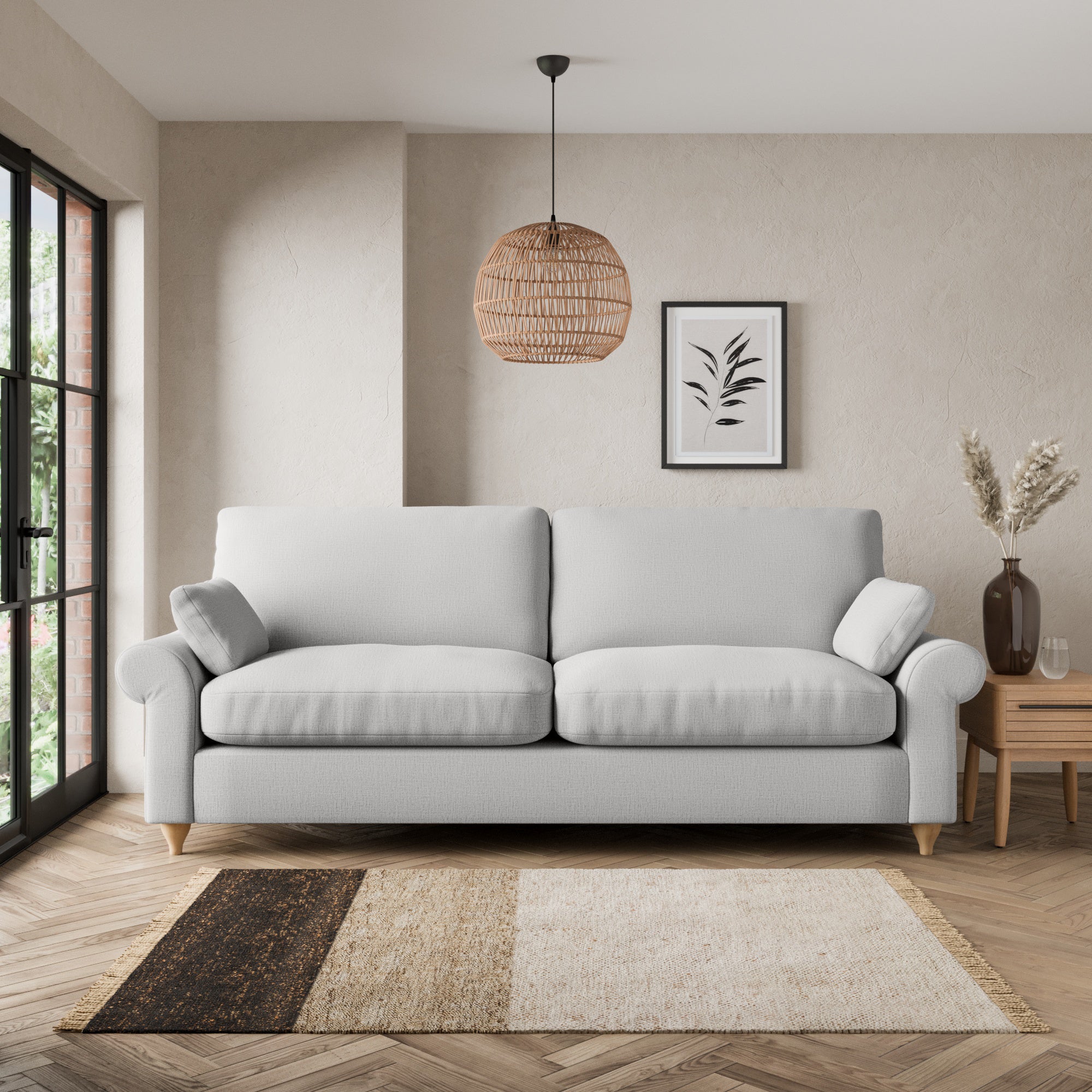 Salisbury Textured Weave 4 Seater Sofa Silver