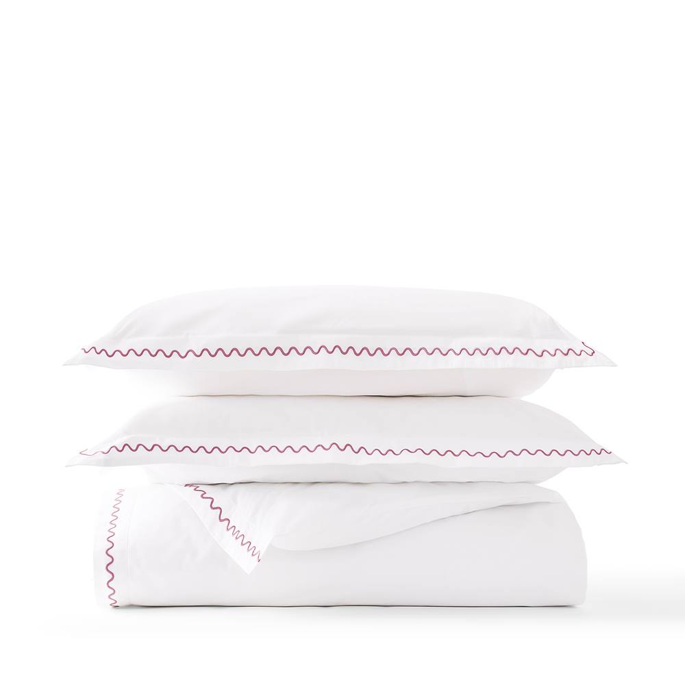 CHRISTY 'Wave Edge' Embroidered Cotton Percale Duvet Cover Sets in Pink 2