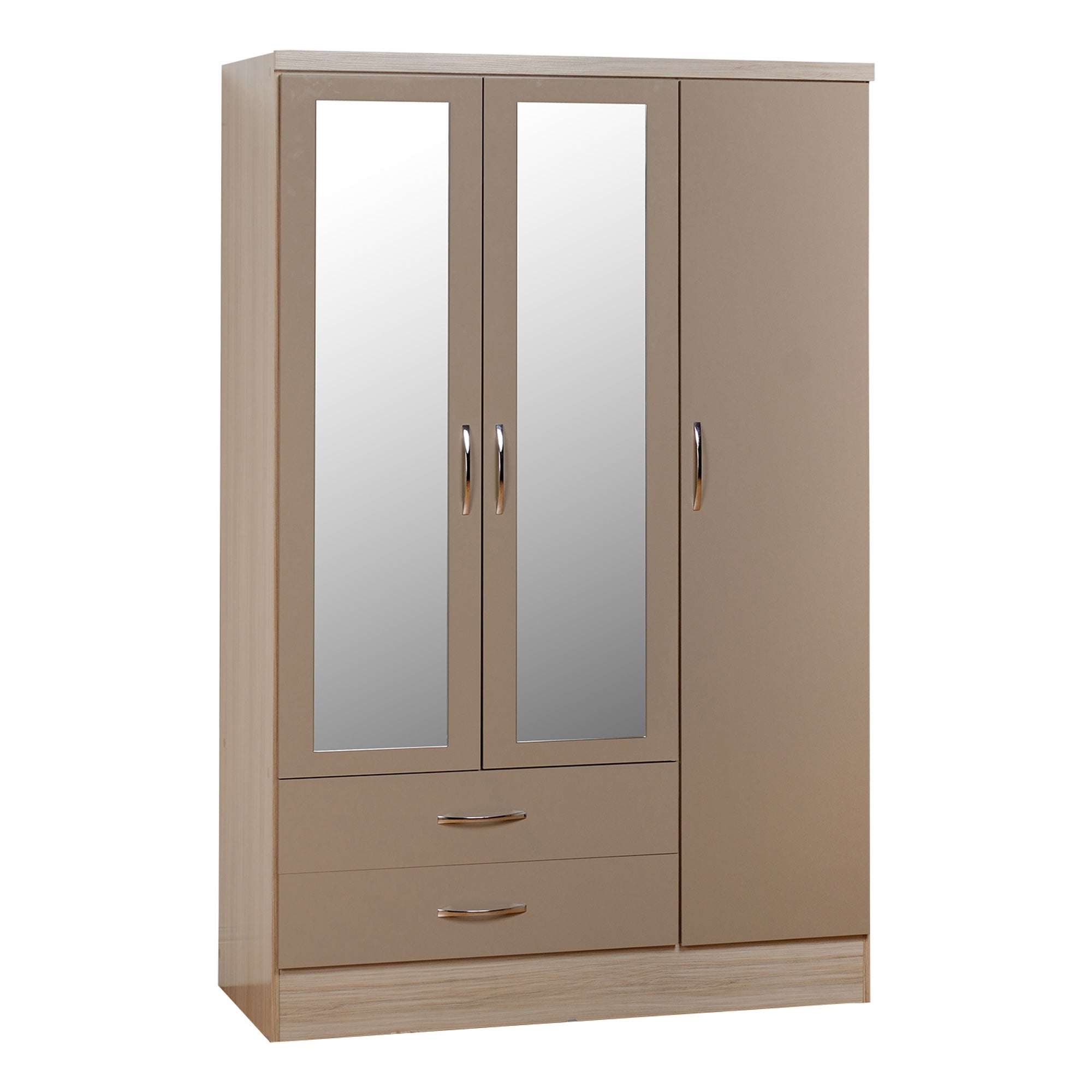 Nevada Triple 2 Drawer Wardrobe, Mirrored