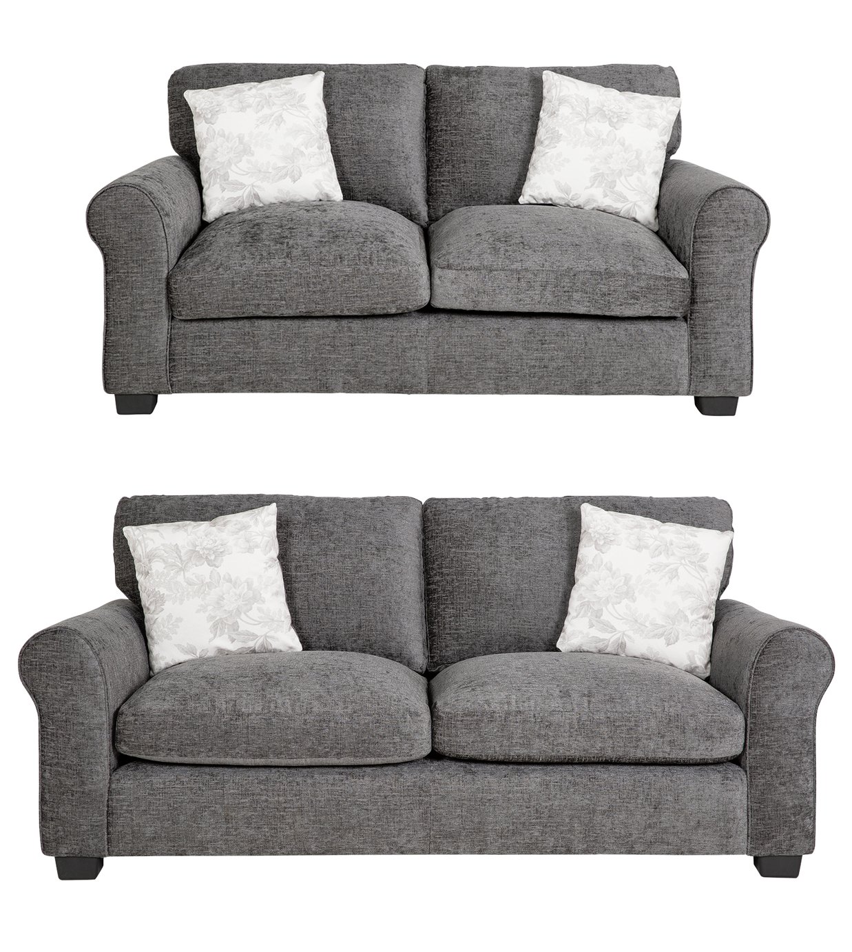 Argos Home Tammy Fabric 2 Seater and 3 Seater Sofa -Charcoal
