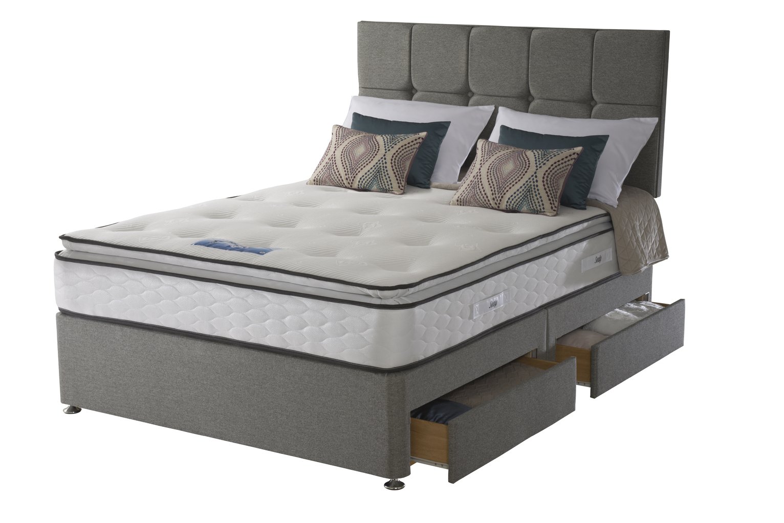 Sealy 1400 Pocket Memory Pillowtop 4 Drawer Kingsize Divan