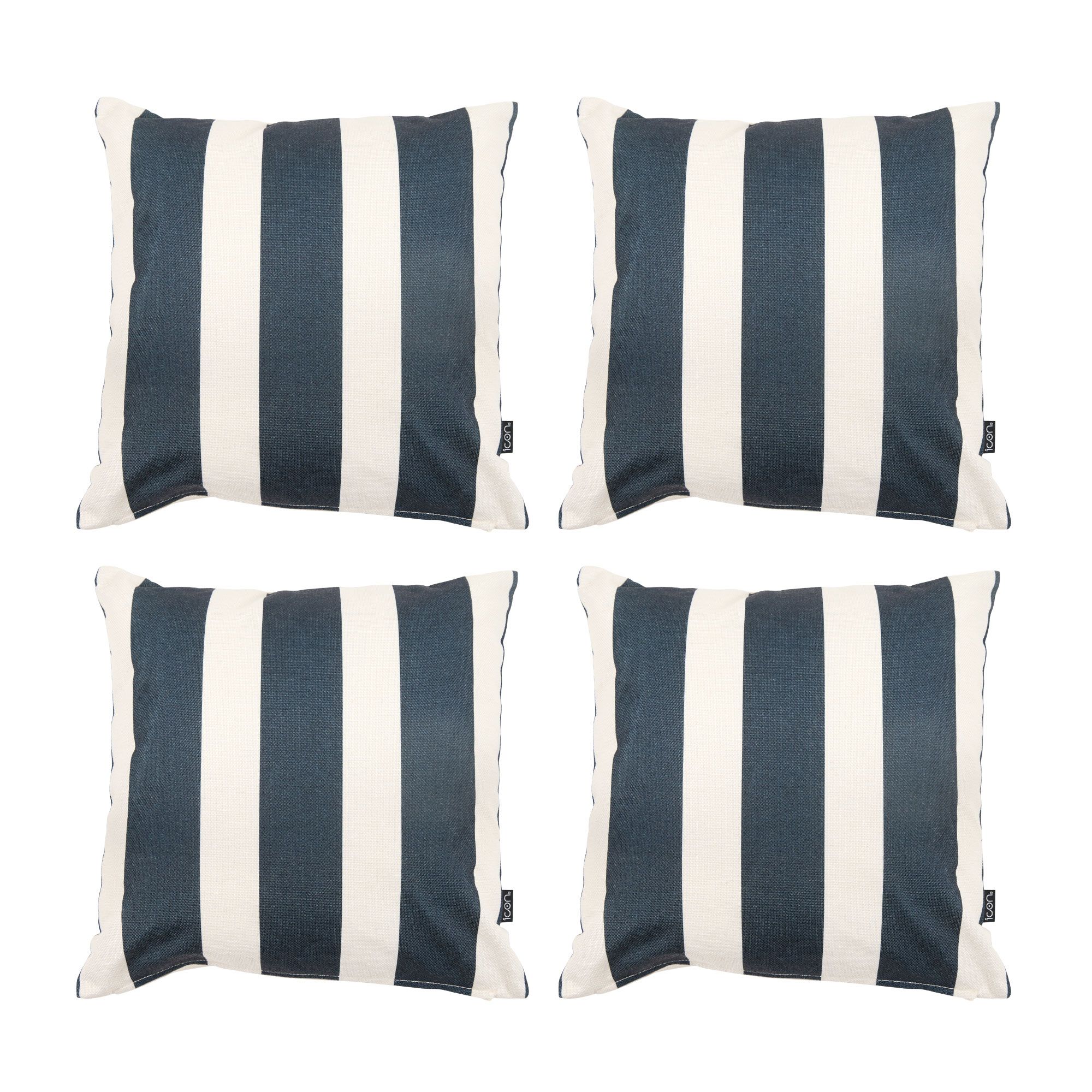 icon Indoor & Outdoor Striped Waterproof Cushion Black Set of 4