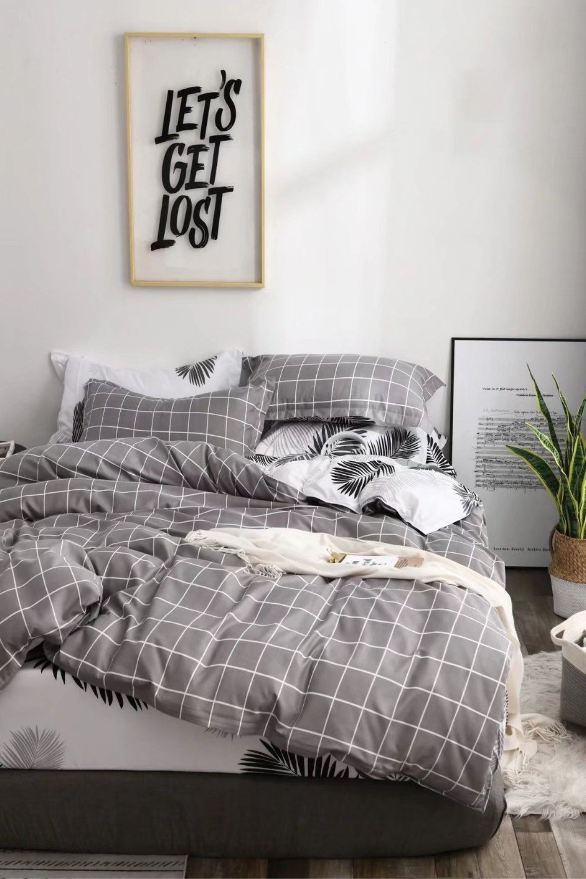Ezysleep Oxford Printed Duvet Cover Set in Grey