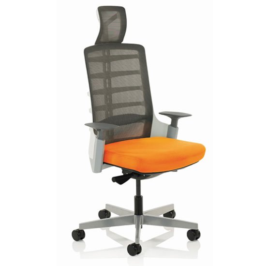 Exo Charcoal Grey Back Office Chair With Tabasco Red Seat