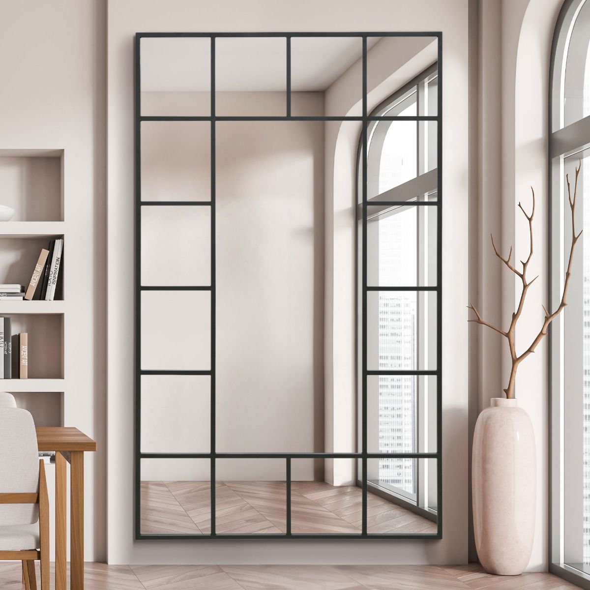 MirrorOutlet Black Modern Wall & Leaner Mirror 79" X 47" (200 x 120CM) 6