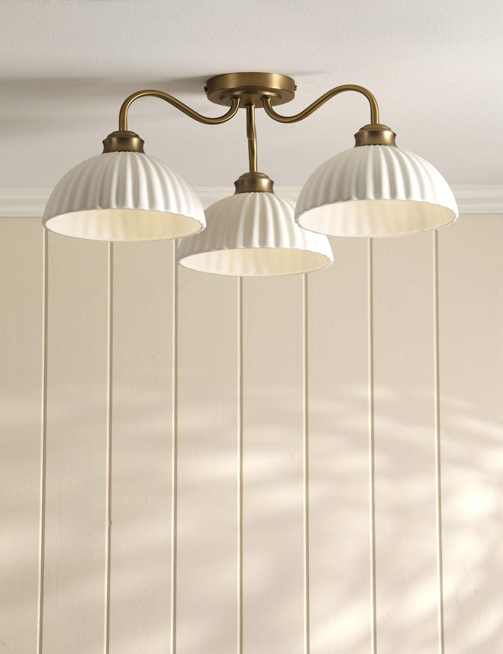Laura Ashley Durford 3 Light Semi Flush Ceiling Light Antique Brass