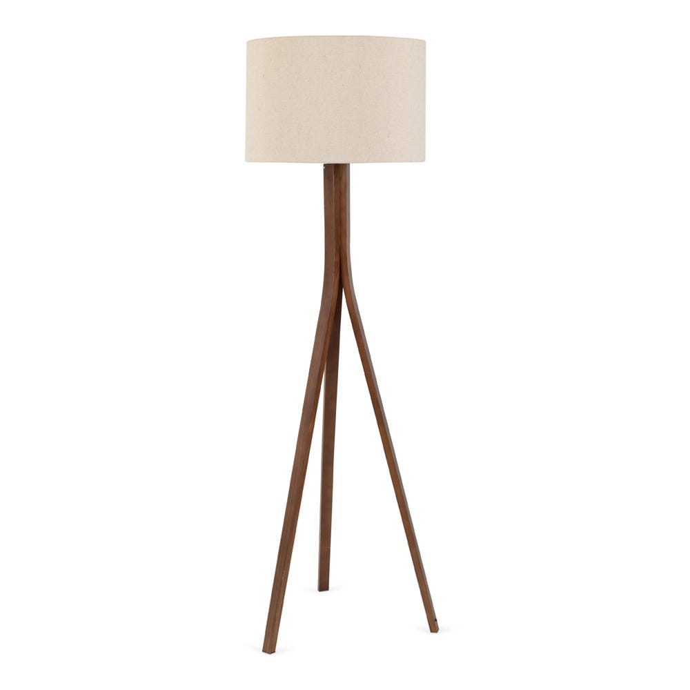 Heal's Baxter Wooden Floor Lamp with Shade Dark Wood 2