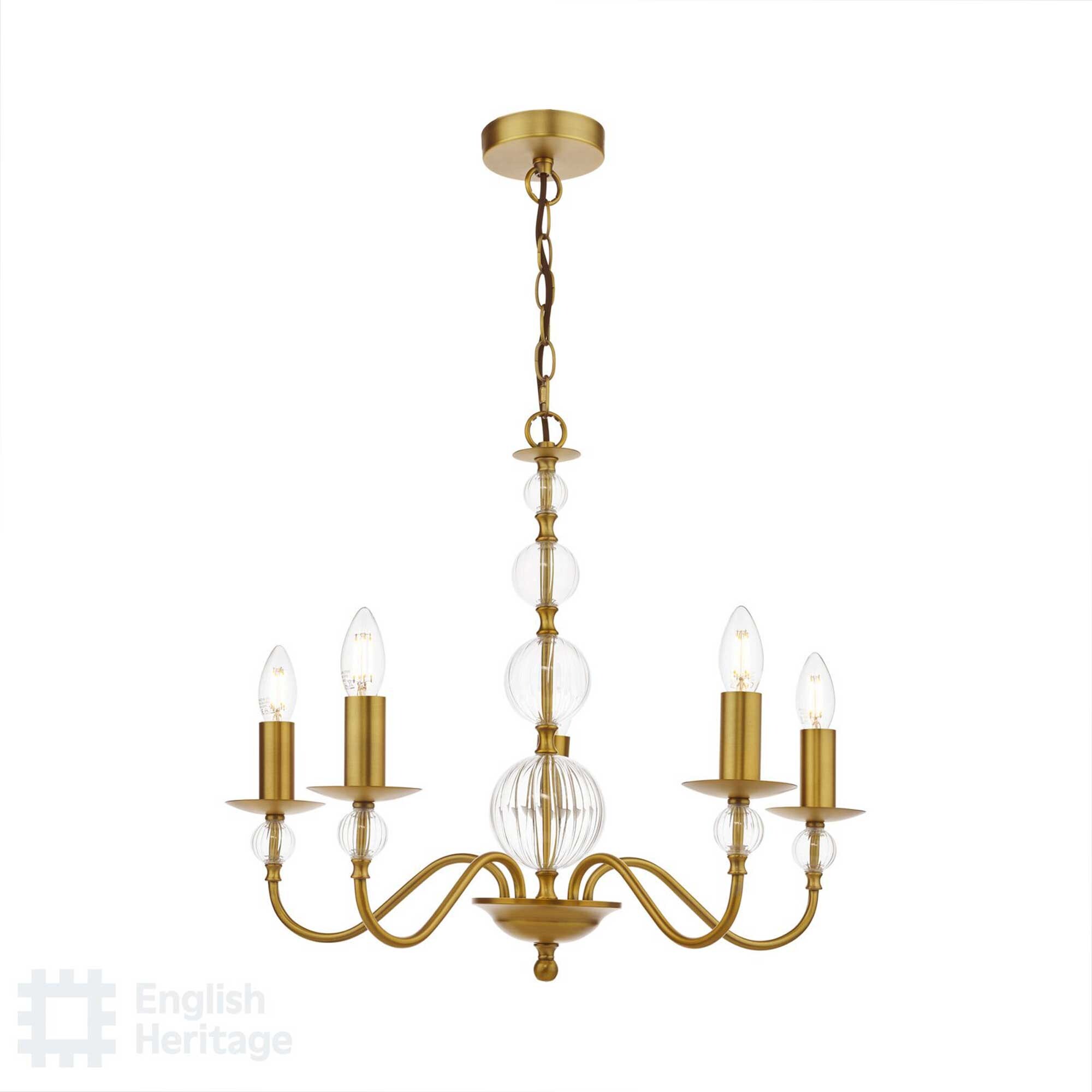 Wrest Park 5 Light Pendant, Gold Metal | Barker & Stonehouse