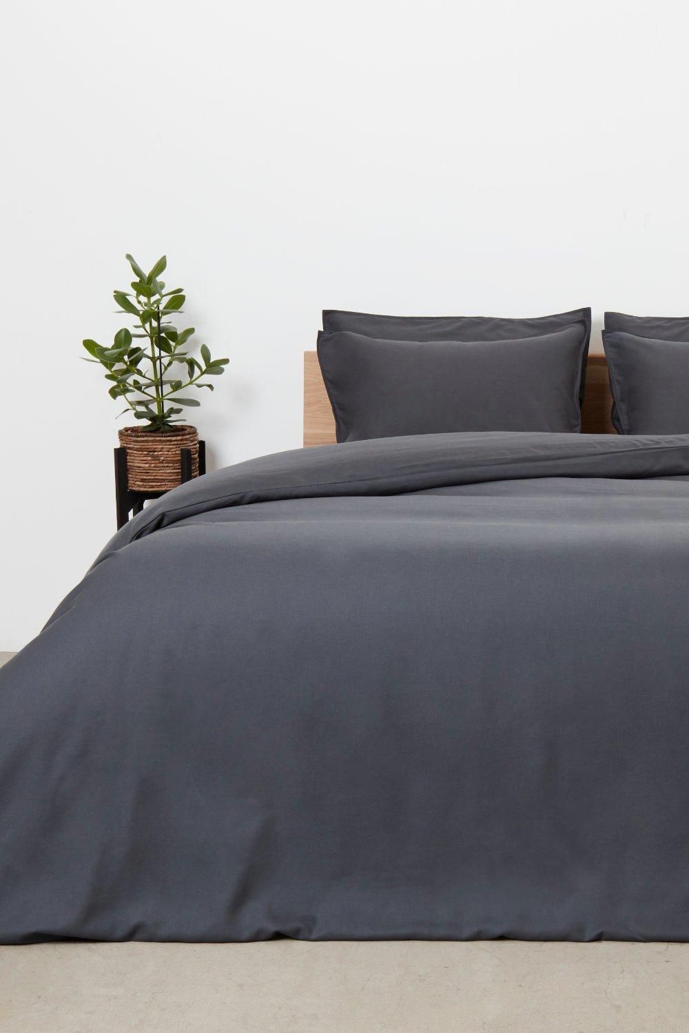 Panda London Bamboo & French Linen Complete Bedding Set in Dark Grey