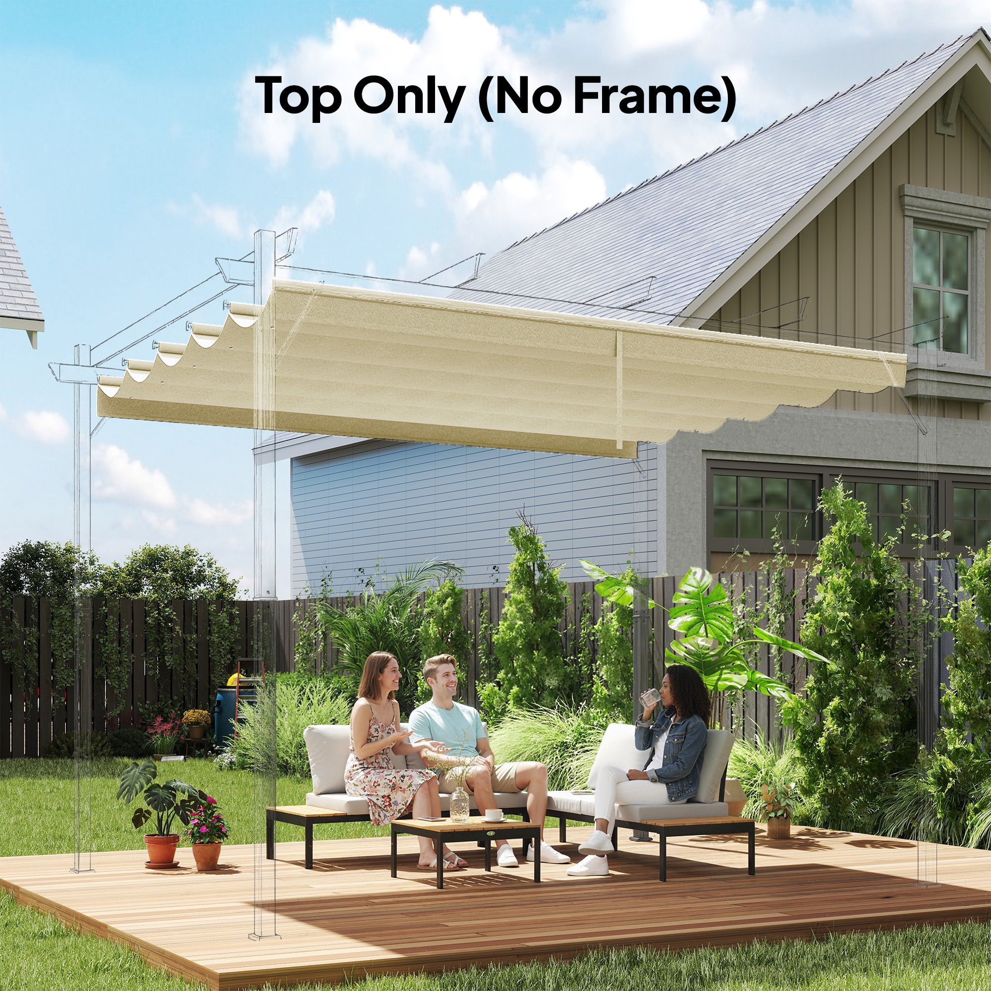 OUTSUNNY 2.55x2.5 m Pergola Cover Replacement for 3x3 m Frame in Cream