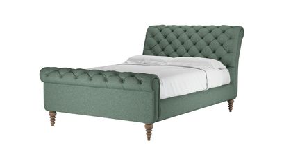 Knightsbridge Double Bed in Peacock Plush Tweed Boucle - sofa.com
