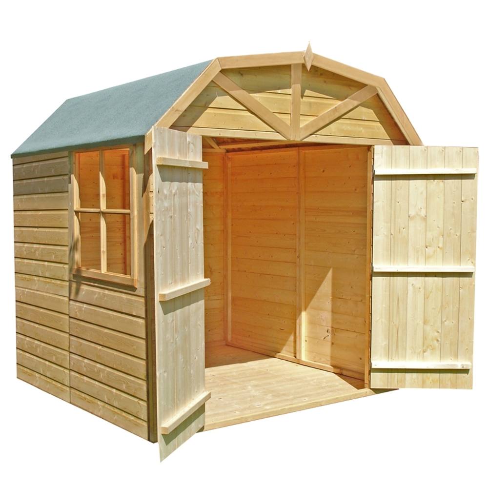 Shires Barn Double Doors Tongue & Groove Garden Shed Workshop Approx 7x7 ft in Light Tan