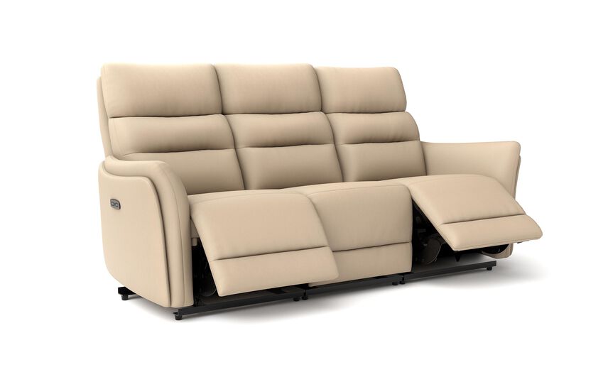 White Cleveley 3 Seater Power Recliner Sofa