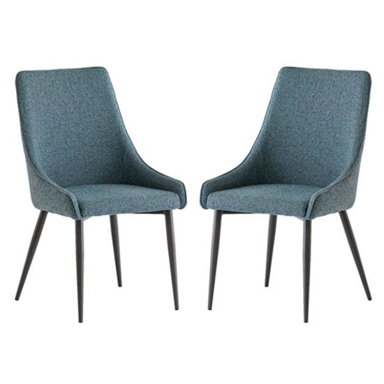 Rimini Teal Fabric Dining Chair In A Pair