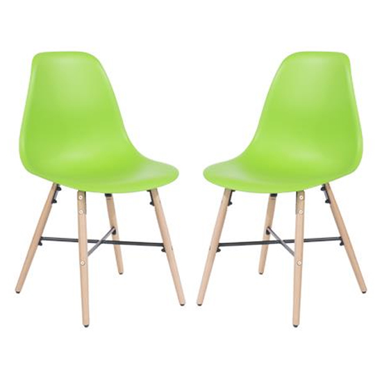 Arturo Green Bistro Chair In Pair With Oak Wooden Legs