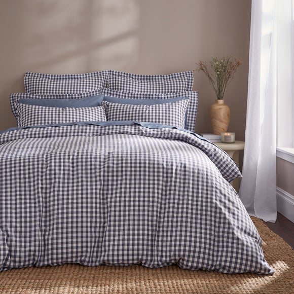 Portloe Woven Gingham 100% Cotton Duvet Cover & Pillowcase Set