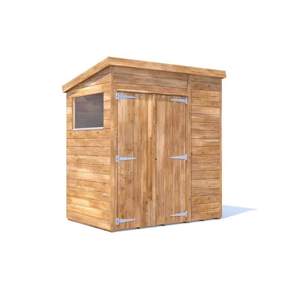 Dunster House Garden Shed 1.8 x 1.2m (6' x 4') 15mm Pent Window - Overlord Modular in Brown