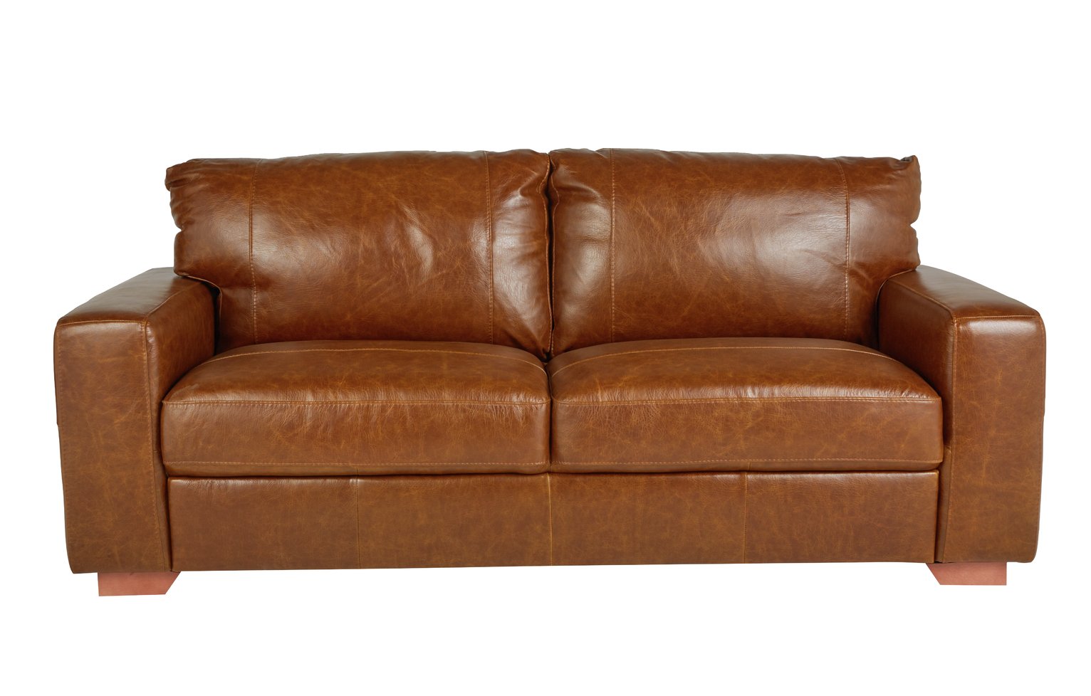 Habitat Eton 3 Seater Leather Sofa - Tan