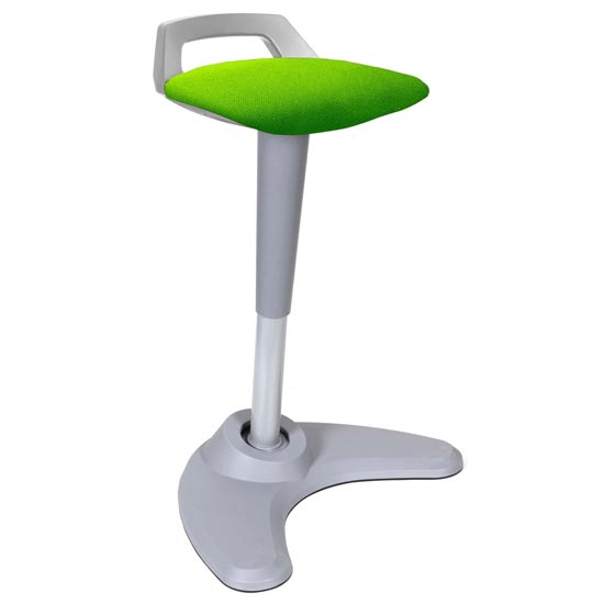 Spry Fabric Office Stool In Grey Frame And Myrrh Green Seat