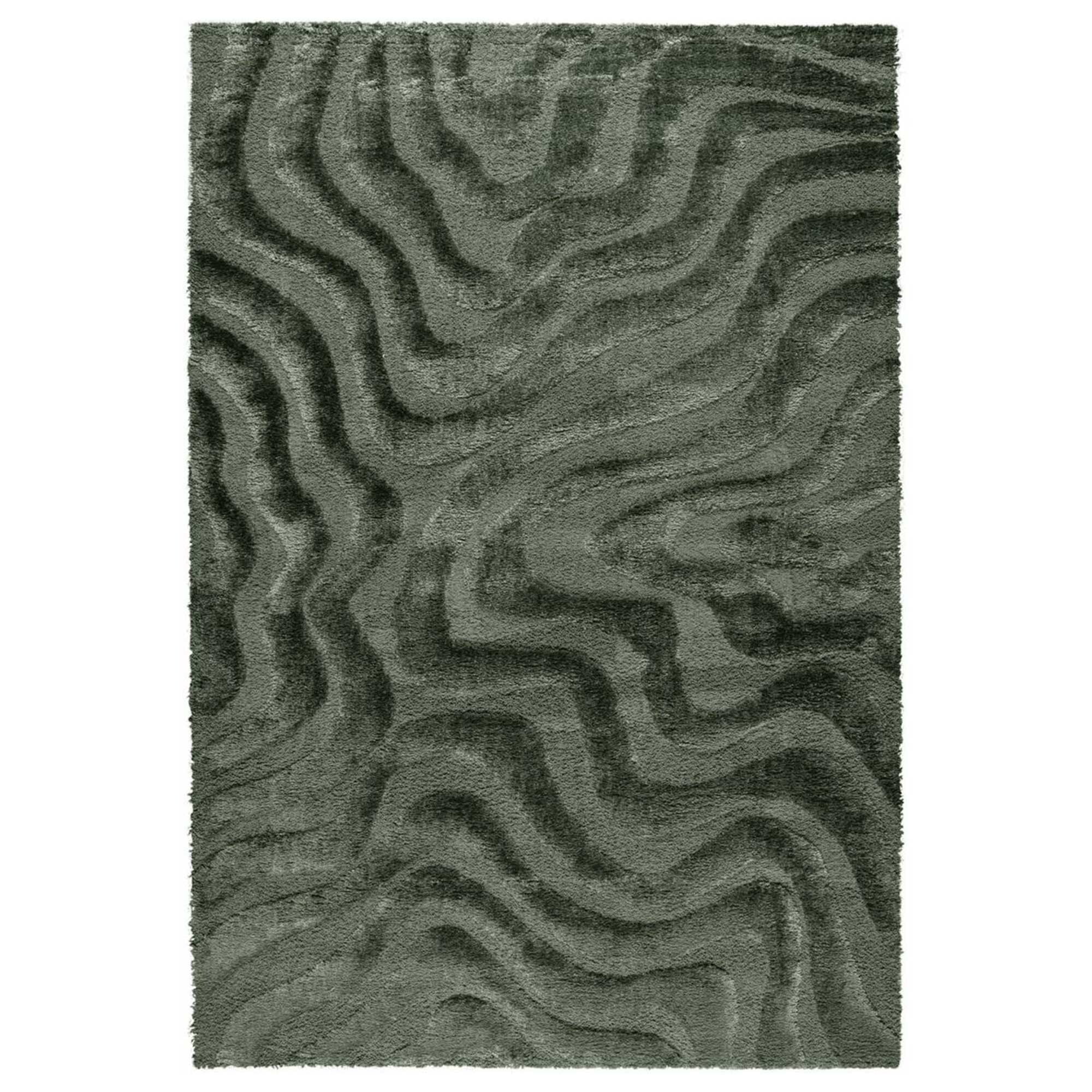 Green Ripple Rug 133x195cm, Square Polyester | Barker & Stonehouse