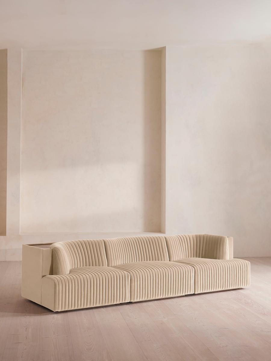 Hamish Modular Sofa, Four Seater, Velvet, Porcelain