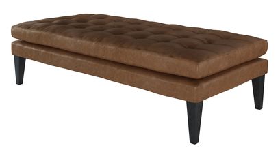 Club Large Rectangular Footstool in Tan Vintage Leather - sofa.com