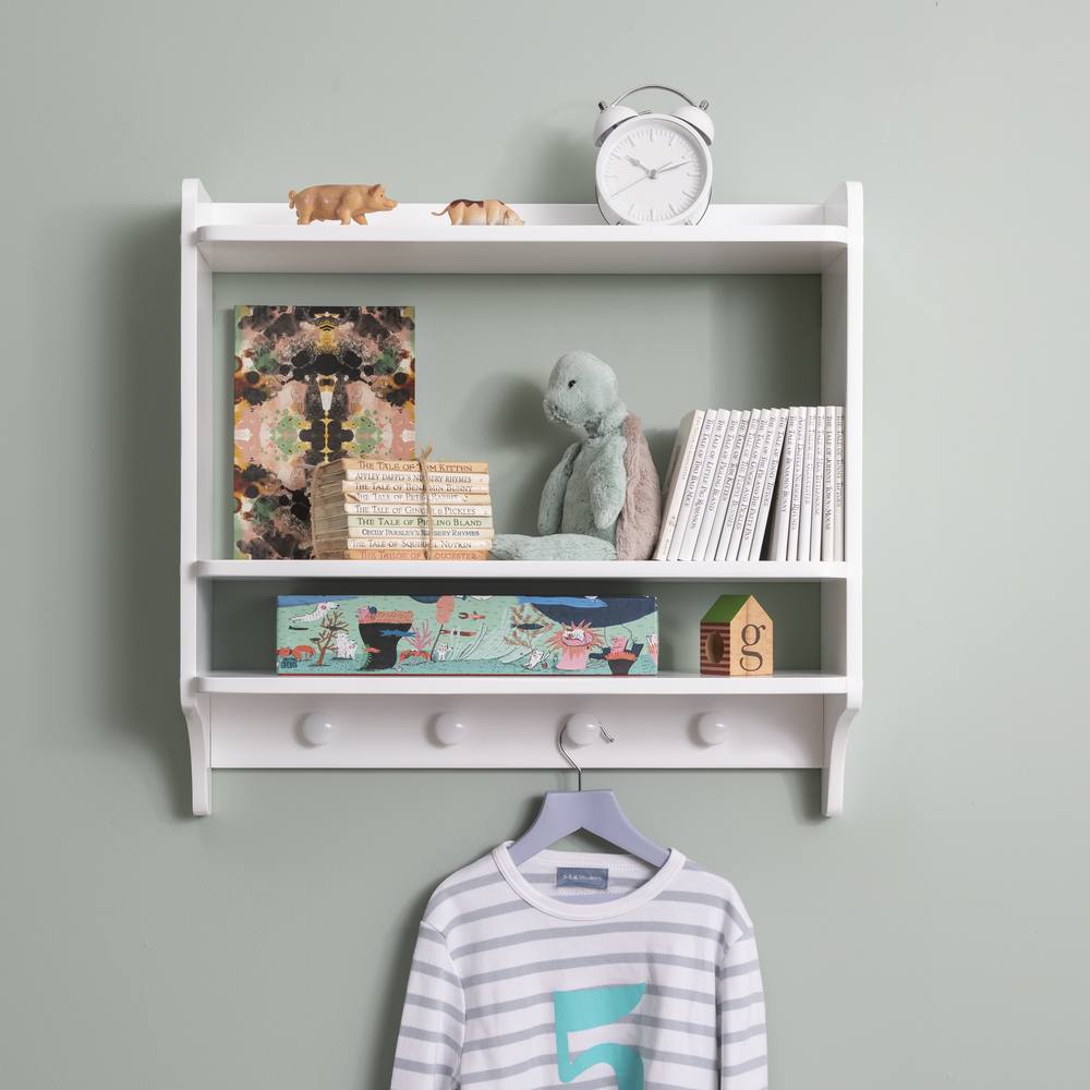 Nöa and Nani Hege Double Shelf with Coat Hook in White