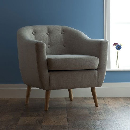 Felio 1 Seater Sofa In Natural Fabric With Wooden Legs