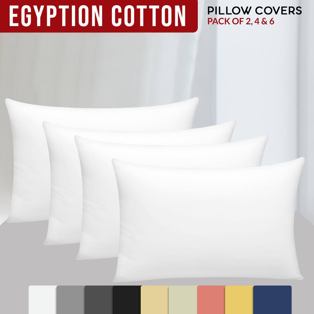 Grace 100% Egyptian Cotton 4 Pack Pillowcases with Envelope Closure in White