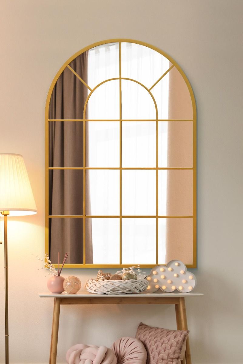 MirrorOutlet Gold Framed Arched Window Leaner/Wall Mirror 47" X 31" (120x80CM)