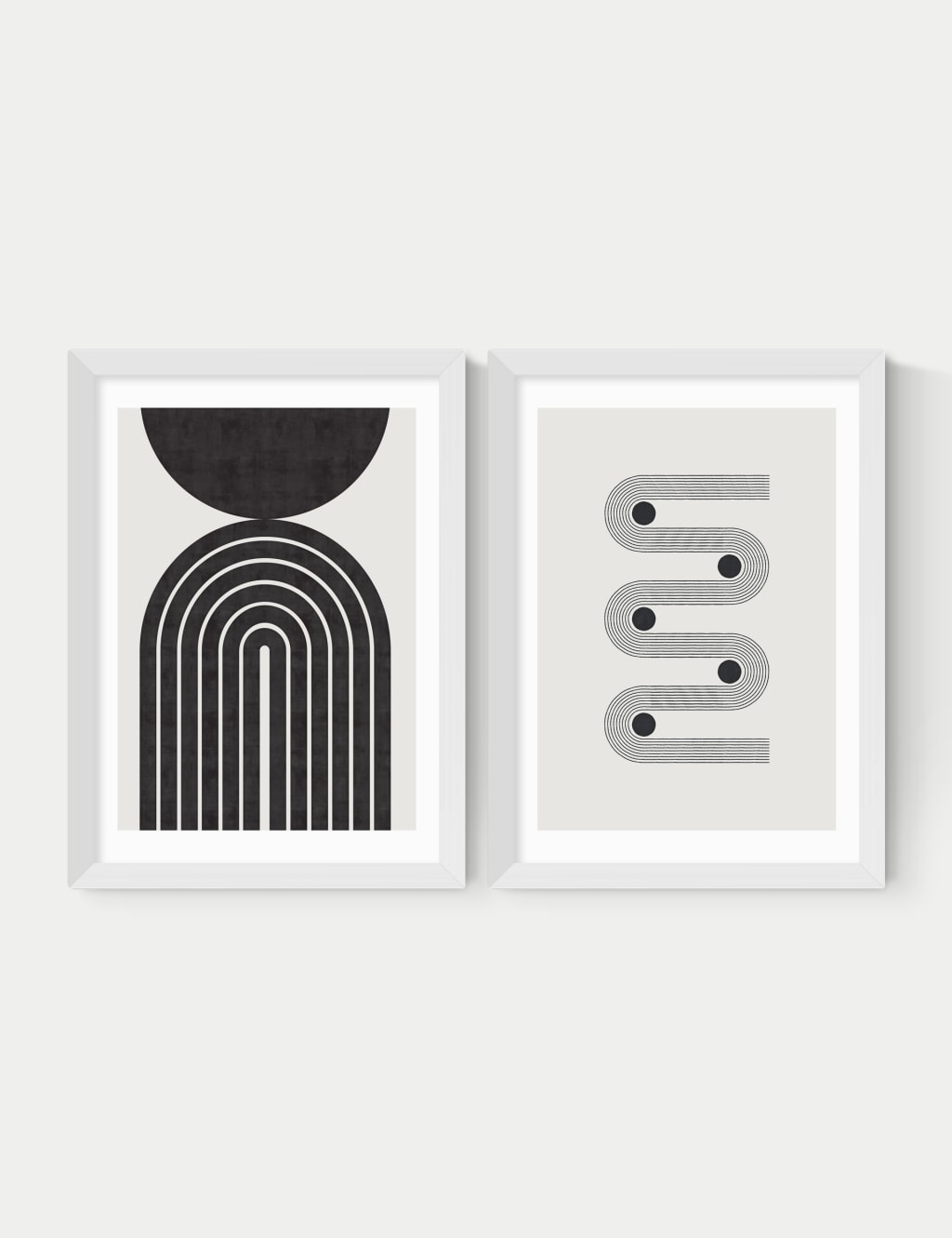 East End Prints Retro Monochrome Twin Set Framed Art White