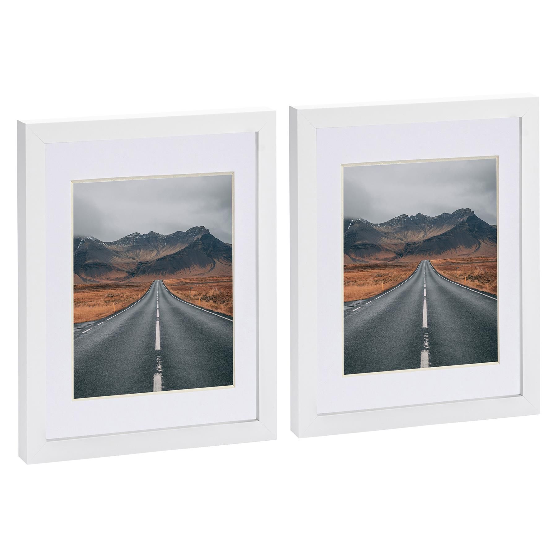 Nicola Spring Photo Frames with 5" x 7" Mount - 8" x 10" - Grey Mount - Pack of 2 in White