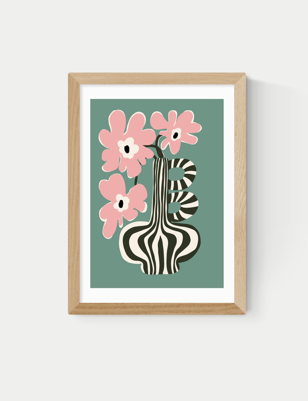 East End Prints Floral Stripe Framed Art Natural