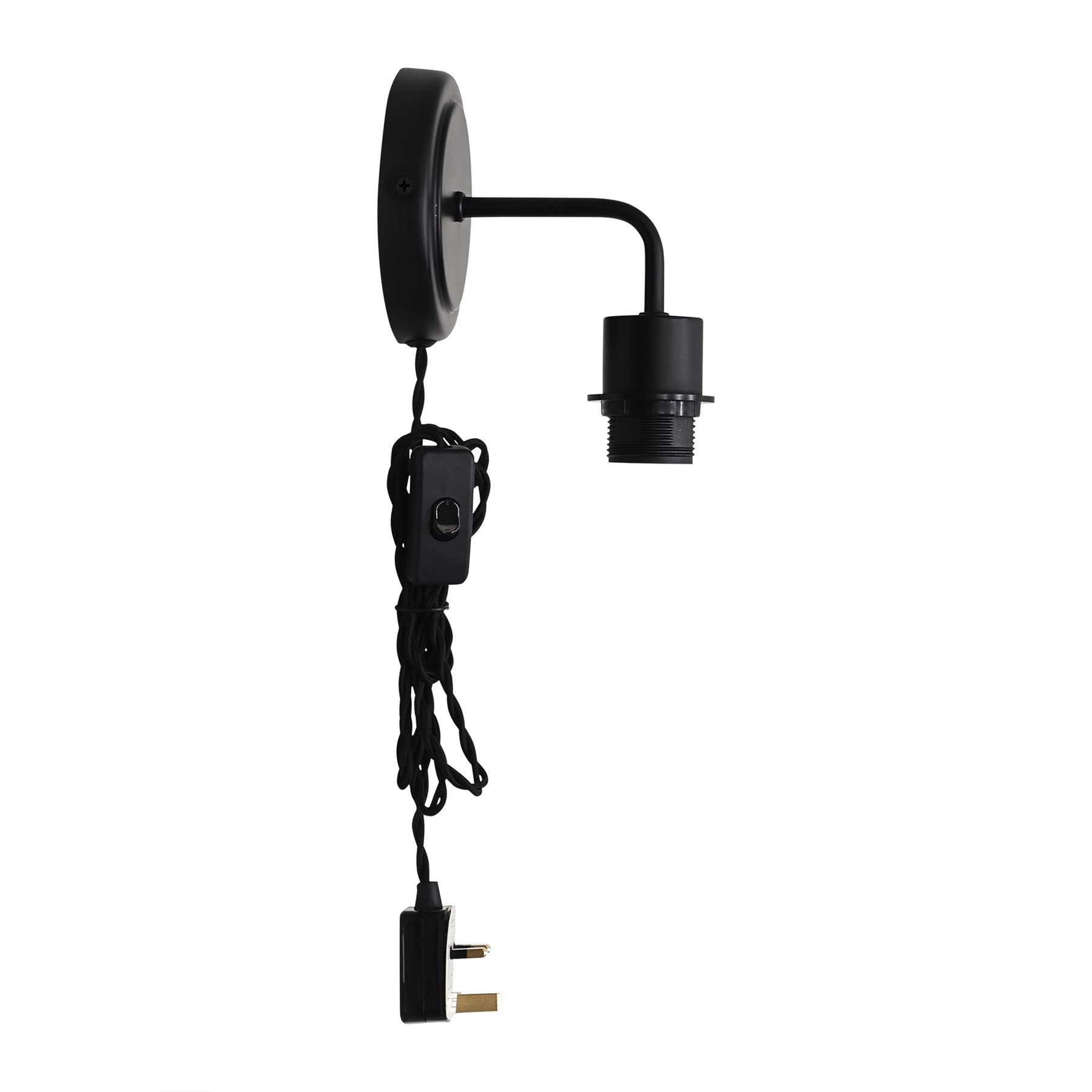 First Choice Lighting Toby - Black Plug in Wall Light Fitting Glass Not Included