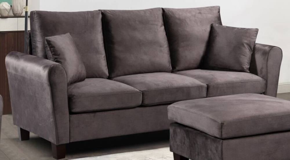 Comfy Living Ltd Brushed Velvet 2 Seater & 3 Seater Sofa Set in Grey