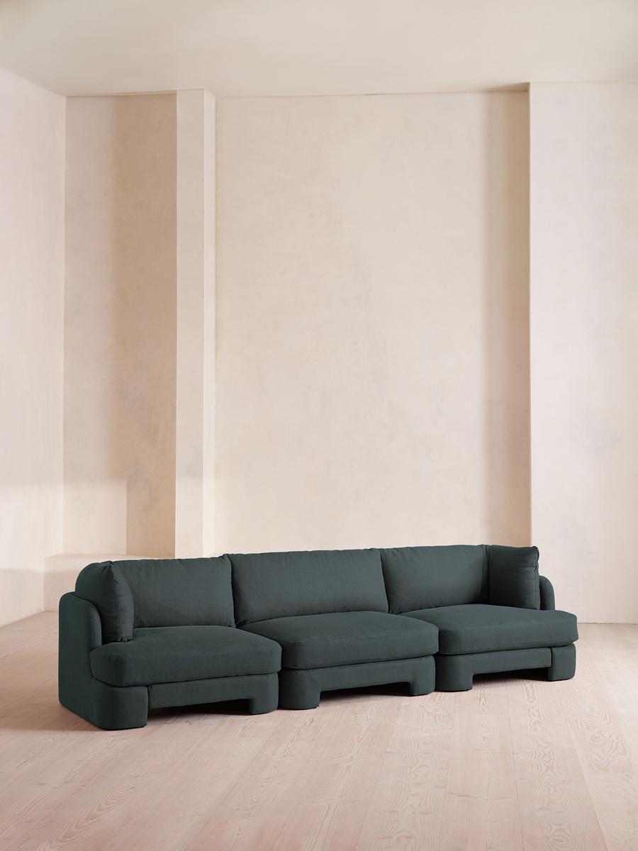 Odell Modular Sofa, Four Seater, Linen, Prussian Blue