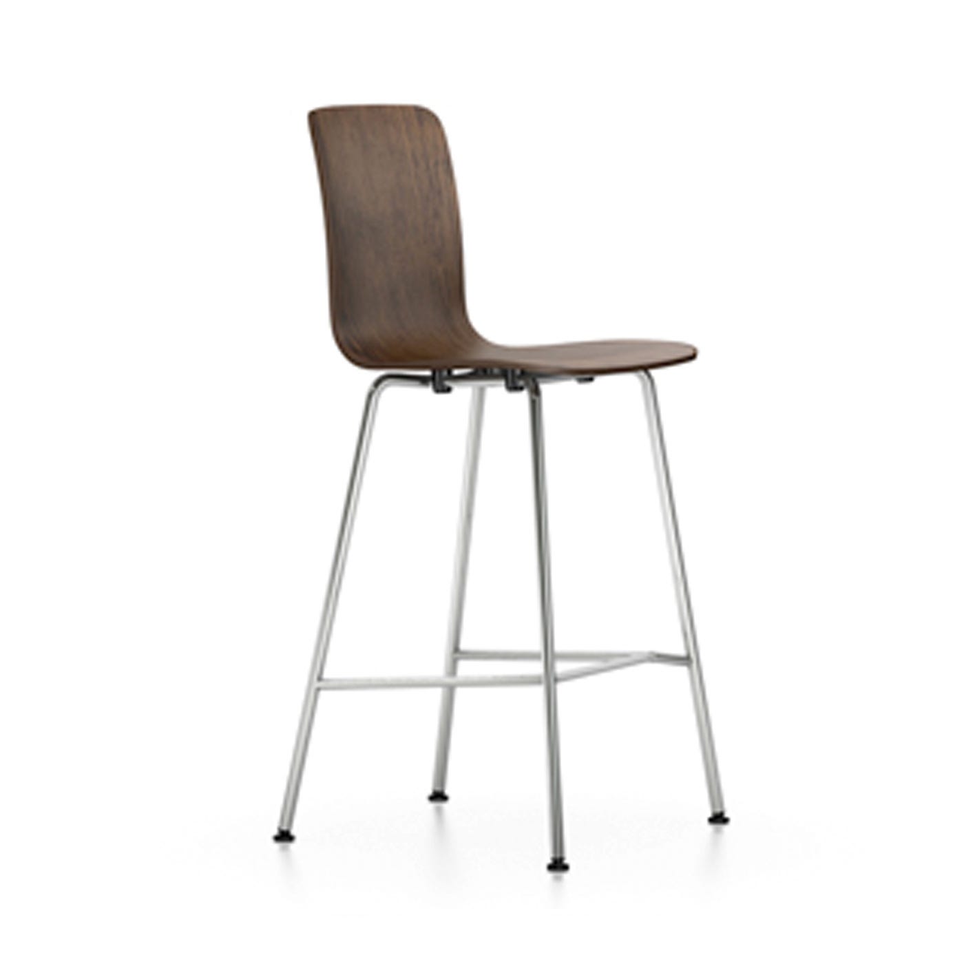 Vitra Hal Ply Med Barstool Dark Oak Chromed
