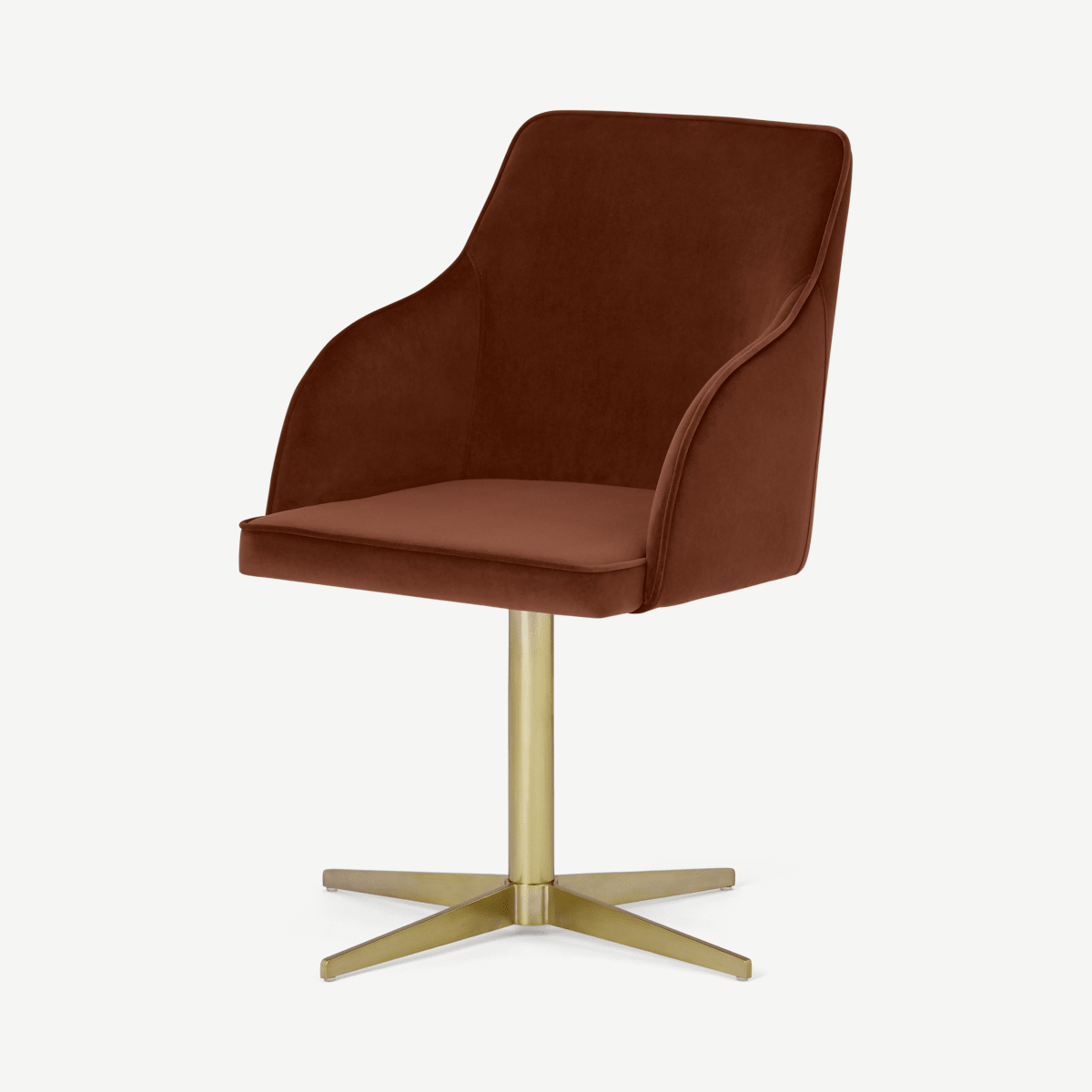 Keira Office Chair, Warm Caramel Velvet & Brass