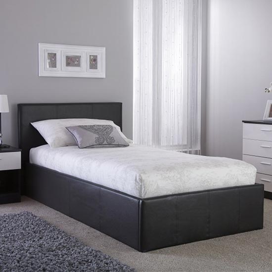 Side Lift Ottoman Fabric Small Double Bed In Grey