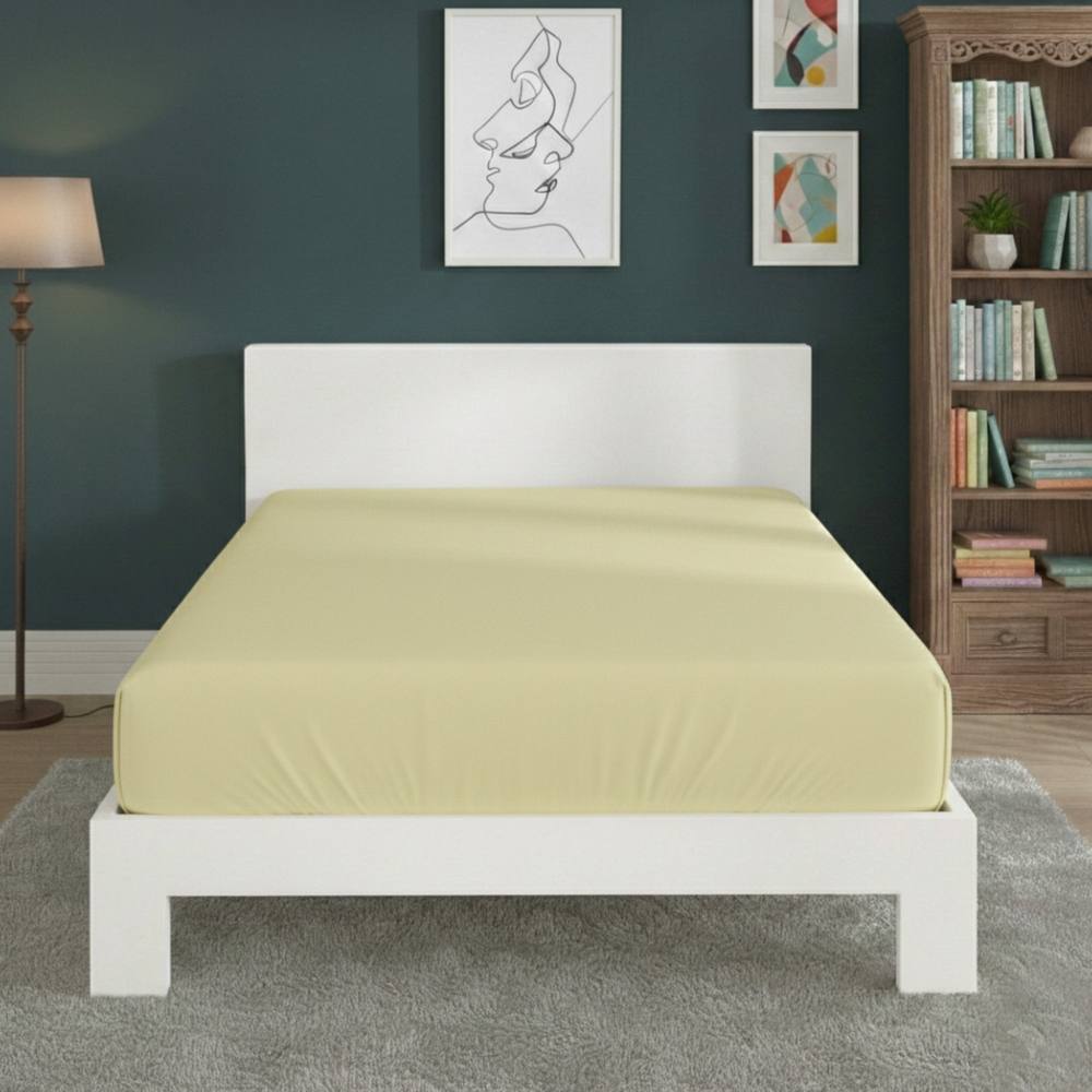 Snug City Polycotton Fitted Sheet Extra Deep 40cm Skirt Easy Care in Lemon