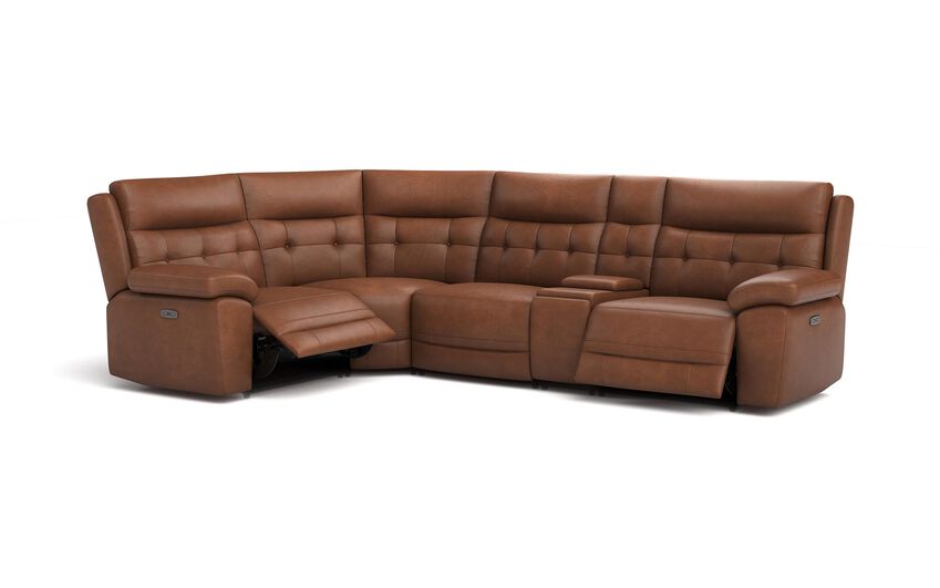 Brown Belford 1 Corner 3 Power Recliner Sofa with Console