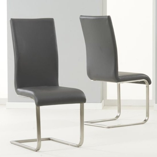 Nenque Grey PU Leather Dining Chairs In Pair