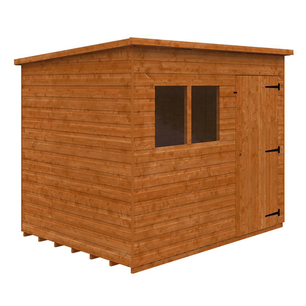 Buttercup Farm 8 x 6 Feet Super Pent 12mm Shed - Solid Wood/Softwood/Pine in Burnt Orange