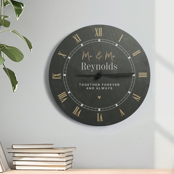 Personalised Couples Slate Wall Clock 2