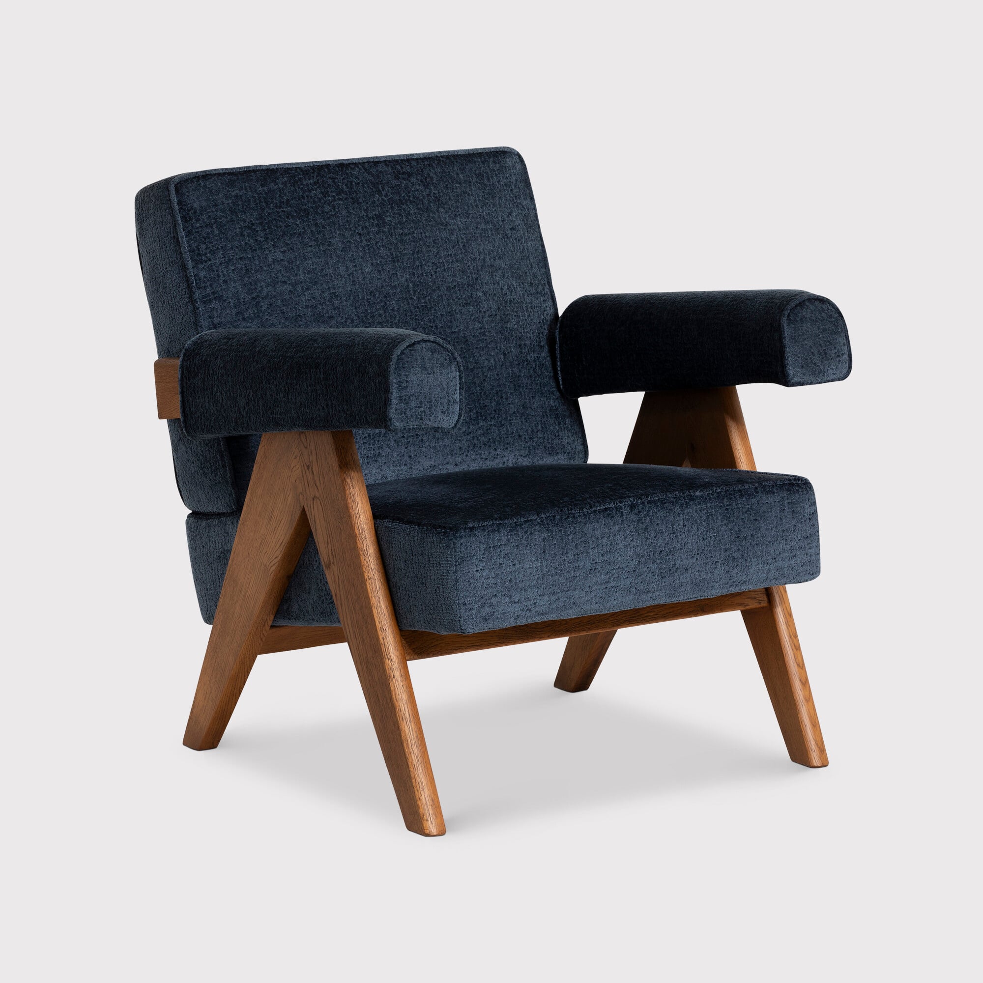 Pure Furniture Bogart Club Accent Chair with Arms, Blue Fabric | Barker & Stonehouse