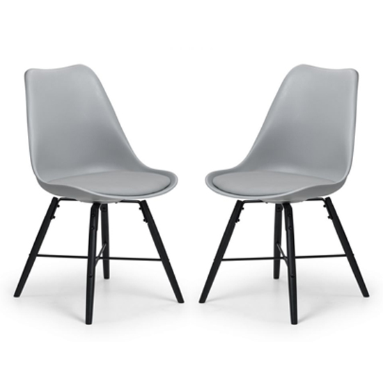 Kari Dining Chair With Grey Seat And Black Legs In Pair