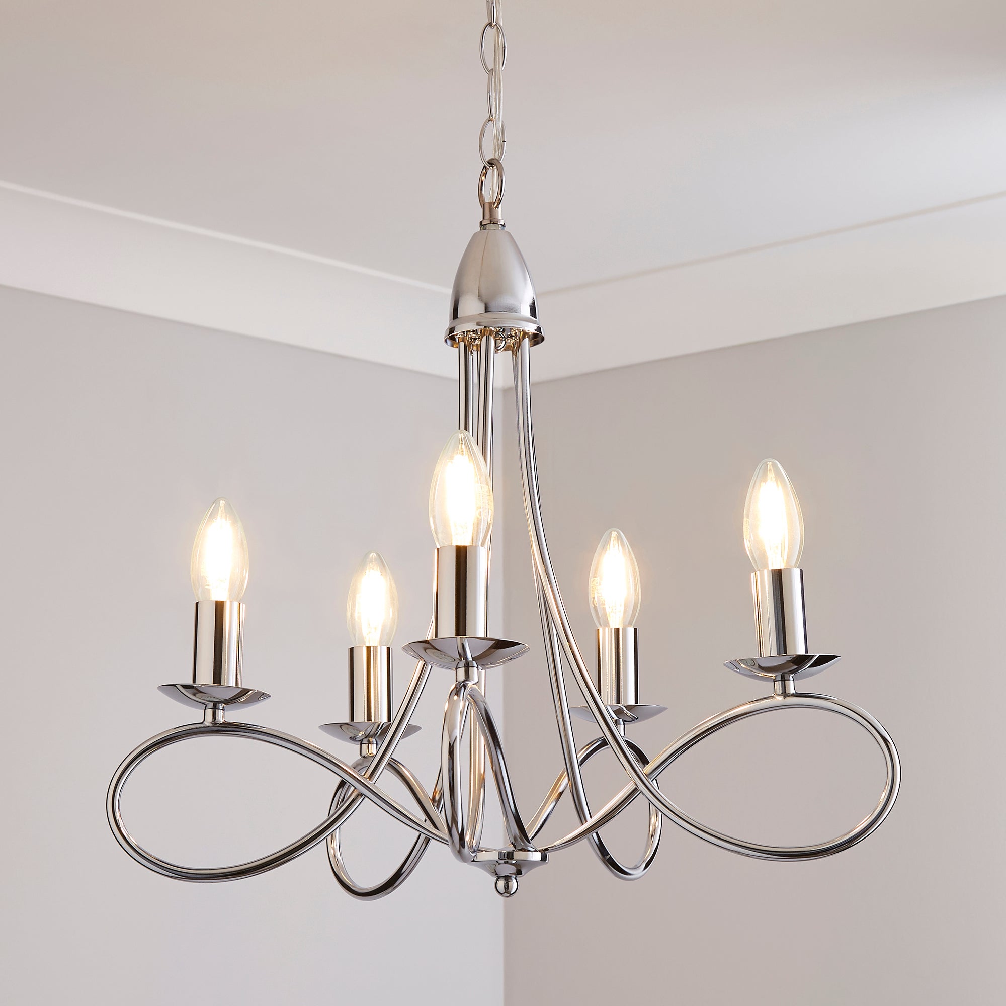 Hampton 5 Light Candelabra Chrome Ceiling Fitting Chrome