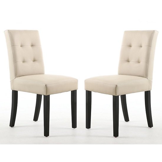 Artois Dining Chair In Ivory Matt Bonded Leather And Black Legs
