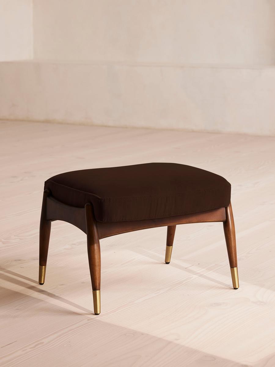 Theodore Footstool, Velvet, Chocolate Brown
