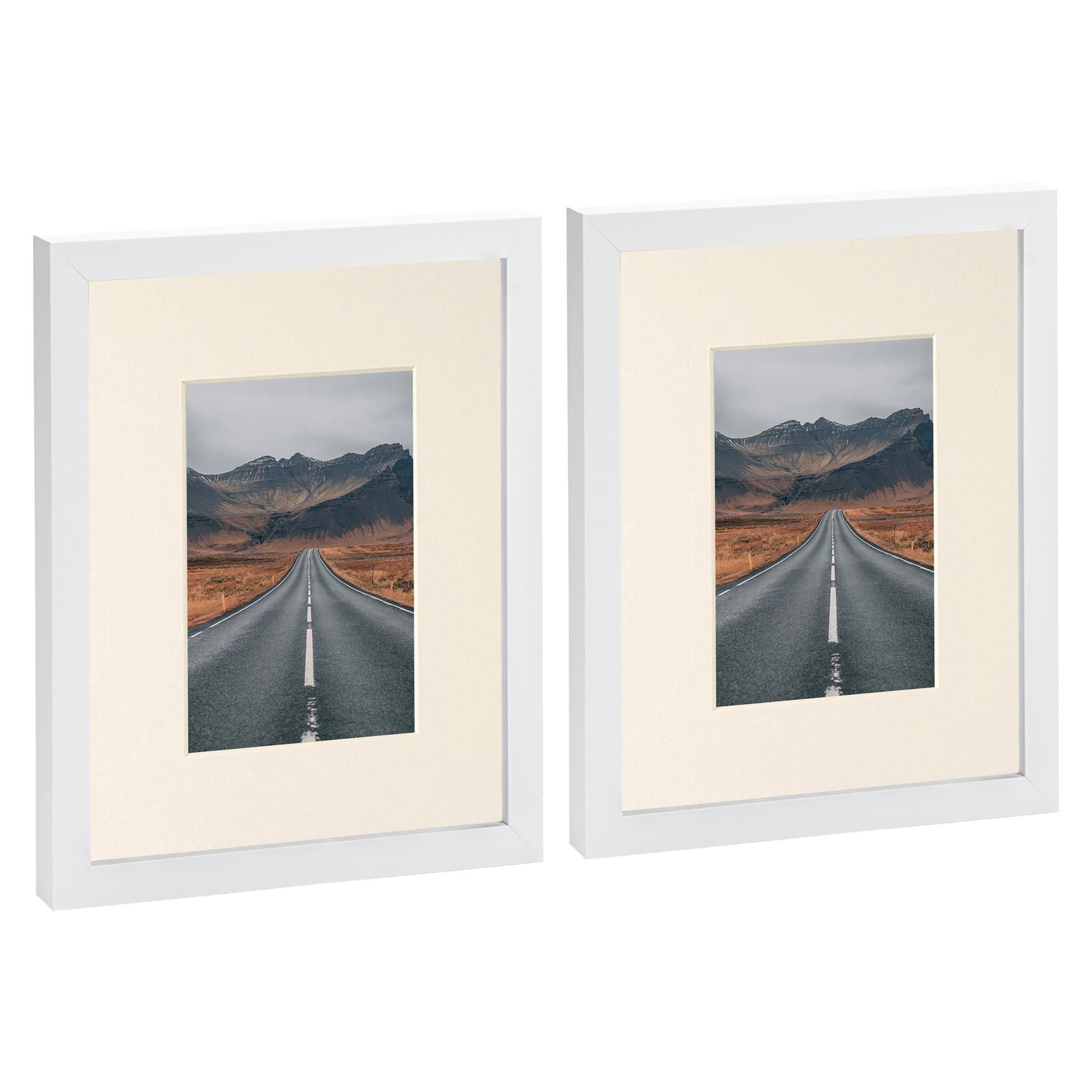 Nicola Spring Photo Frames with 4" x 6" Mount - 8" x 10" - White Mount - Pack of 2